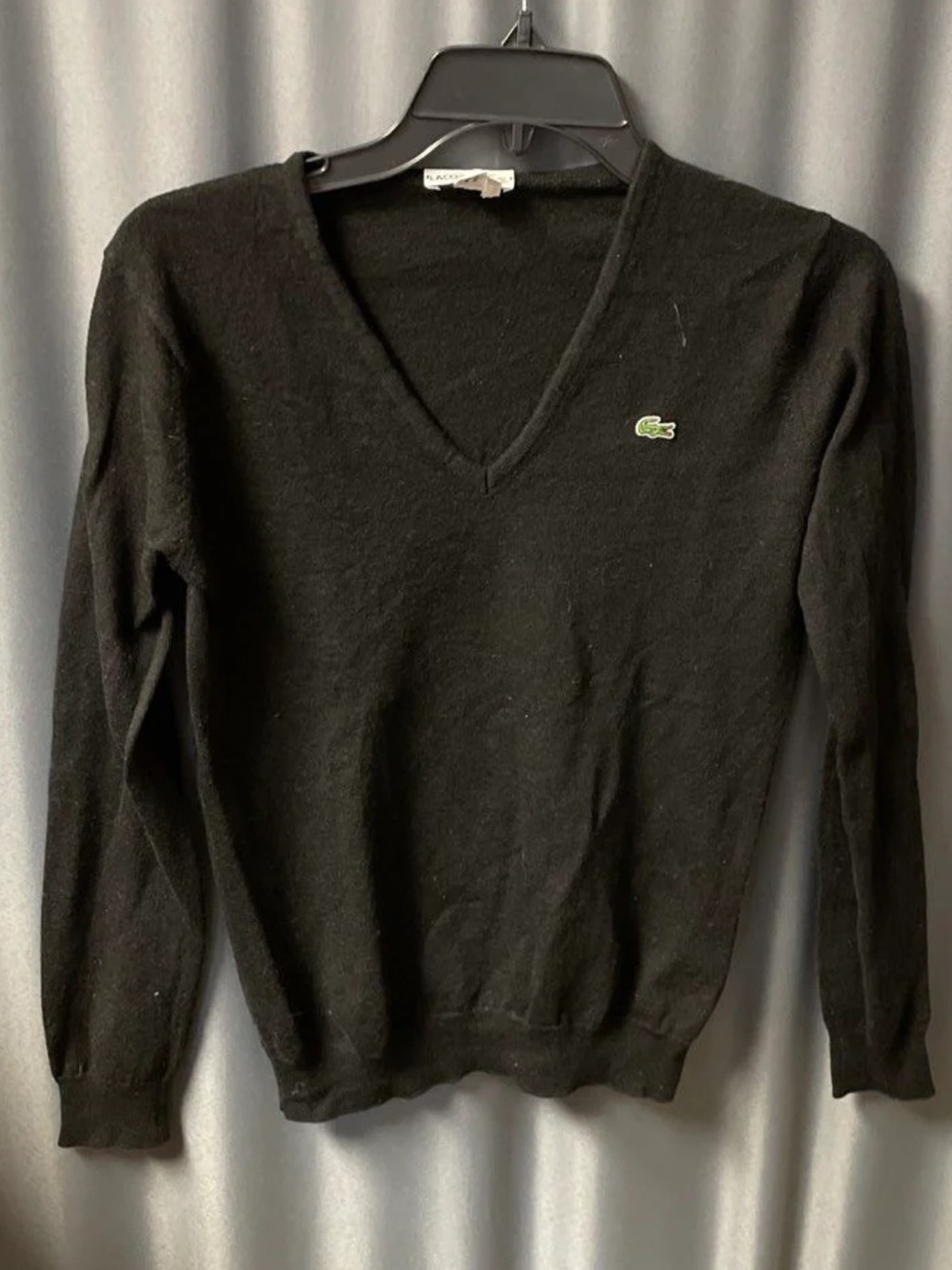 Lacoste Black Sweater with Green & Red Crocodile Logo